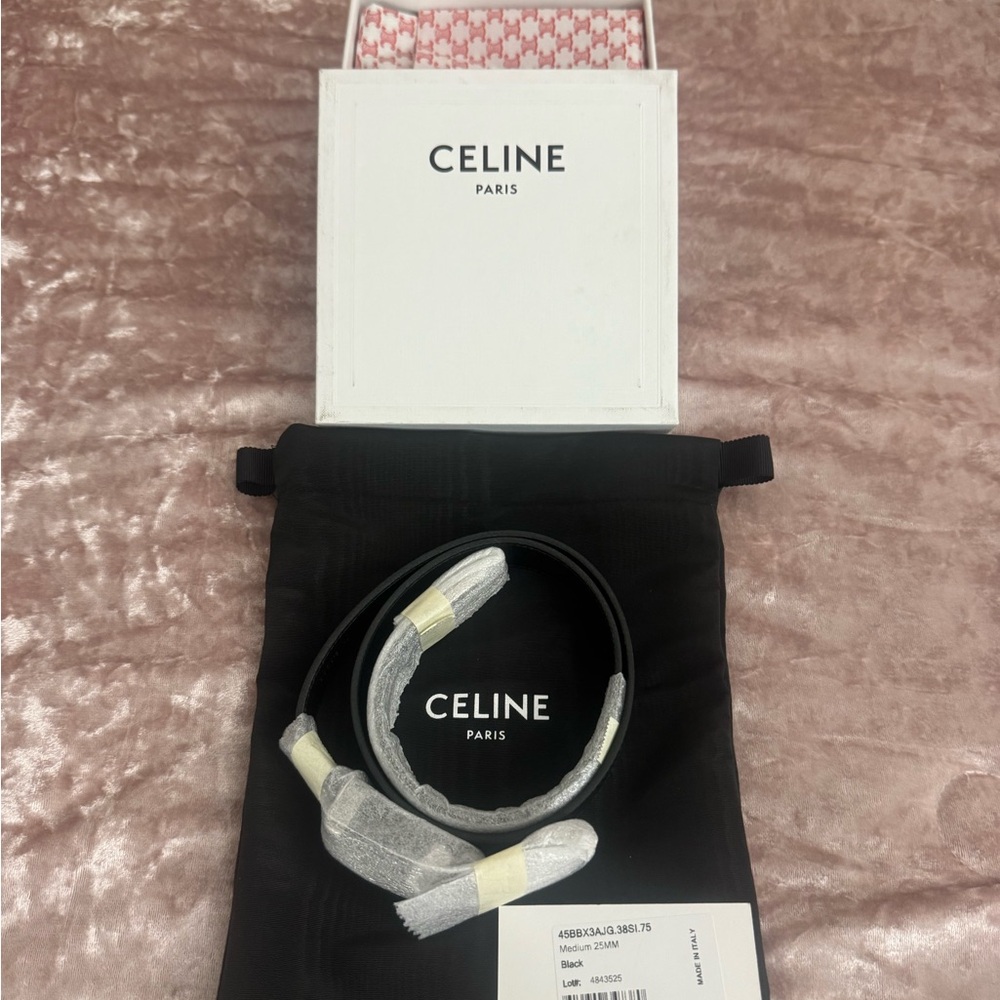 Celine Sleek Black Leather Belt